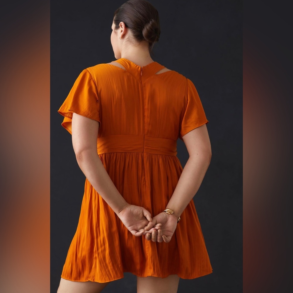 Anthropologie Deep V-Neck Vibrant Mini Dress - Picture 9 of 16